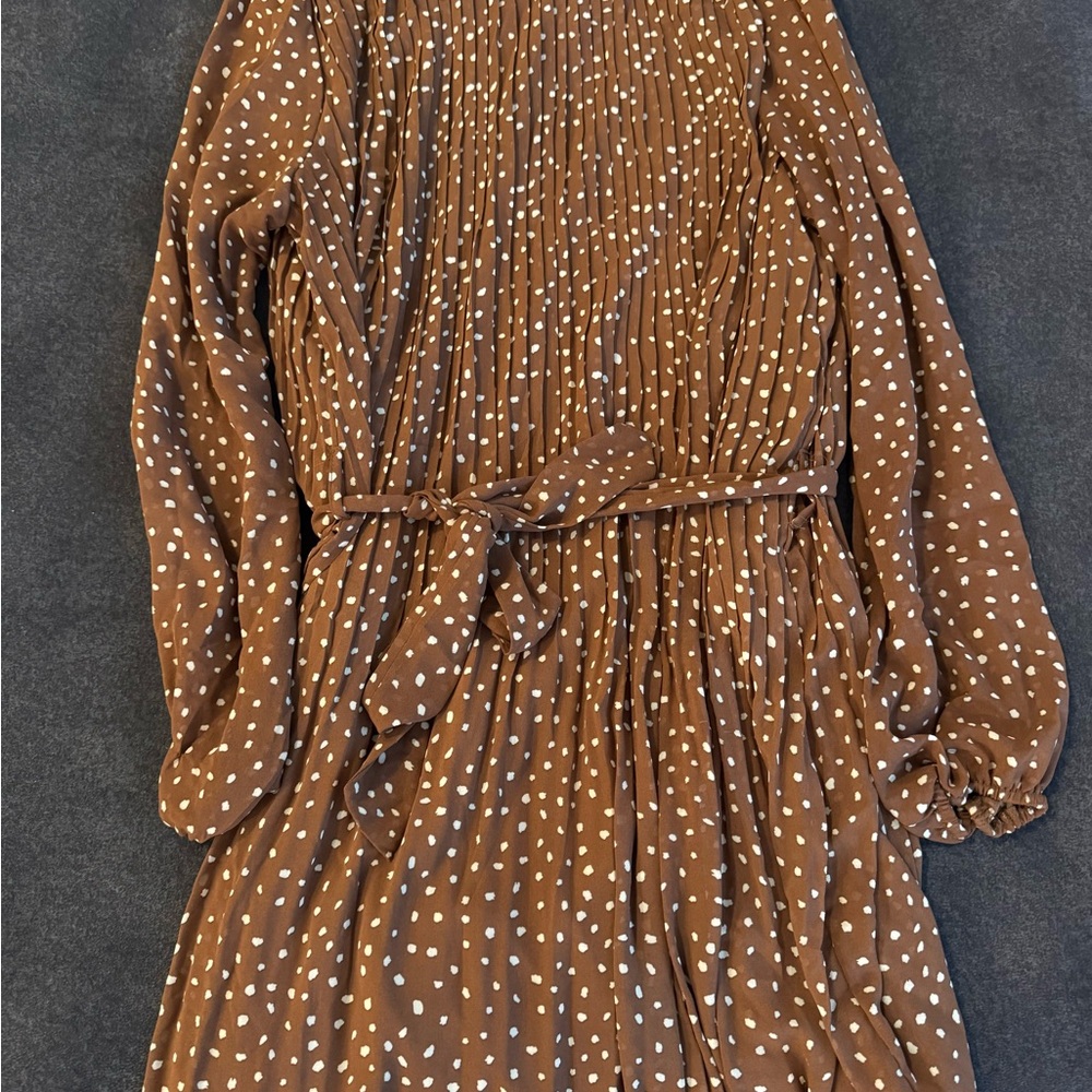 She + Sky Brown Dress with White Dots